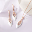 Marquise Leaf 925 Silver Rose Gold Pendant Set
