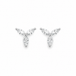 Three Leaf Marquise CZ Diamond 925 Sterling Silver Stud Earrings for Women
