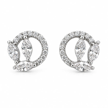 925 Sterling Silver Marquise CZ Halo Circle Stud Earrings for Women Elegant Sparkling Earrings