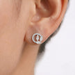 Marquise Leaf Circle Diamond 925 Sterling Silver Stud Earrings for Women