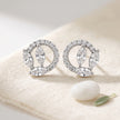 Marquise Leaf Circle Diamond 925 Sterling Silver Stud Earrings for Women