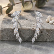 Marquise Leaf Climber Diamond 925 Sterling Silver Earrings for Women