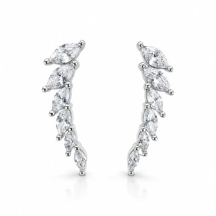 925 Sterling Silver Marquise CZ Climber Drop Earrings for Women