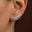 Marquise Leaf Climber Diamond 925 Sterling Silver Earrings for Women