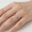 925 Sterling Silver Rose Gold Marquise CZ Solitaire Ring with Pavé Band