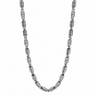 Silver chain with alternating polished cylindrical links and stone-studded barrel accents.