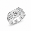 Men’s 925 Sterling Silver Om CZ Ring | Spiritual Statement Ring for Men