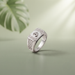 Men’s 925 Sterling Silver Om CZ Ring | Spiritual Statement Ring for Men