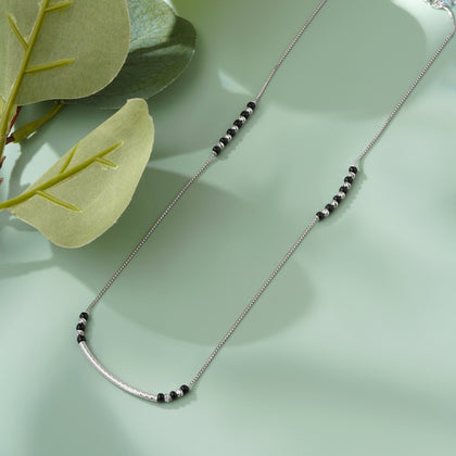 Minimal Curved Bead 925S terling Silver Mangalsutra for Women