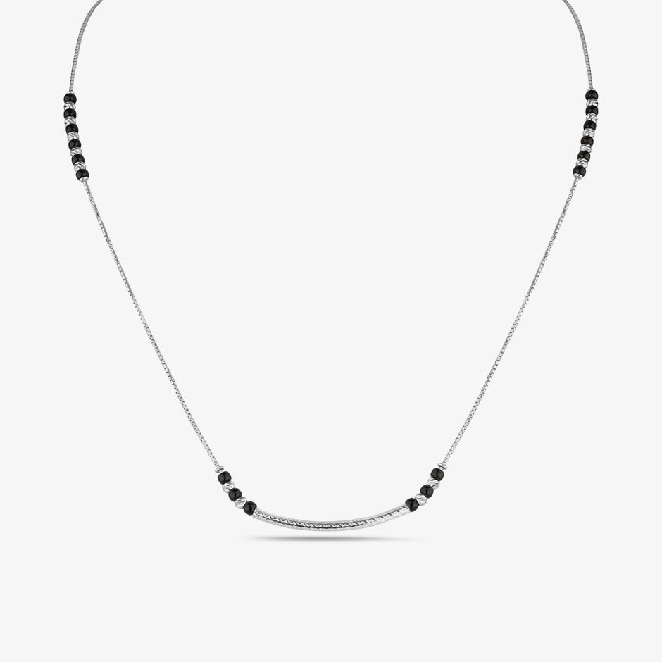 Minimal Curved Bead 925S terling Silver Mangalsutra for Women