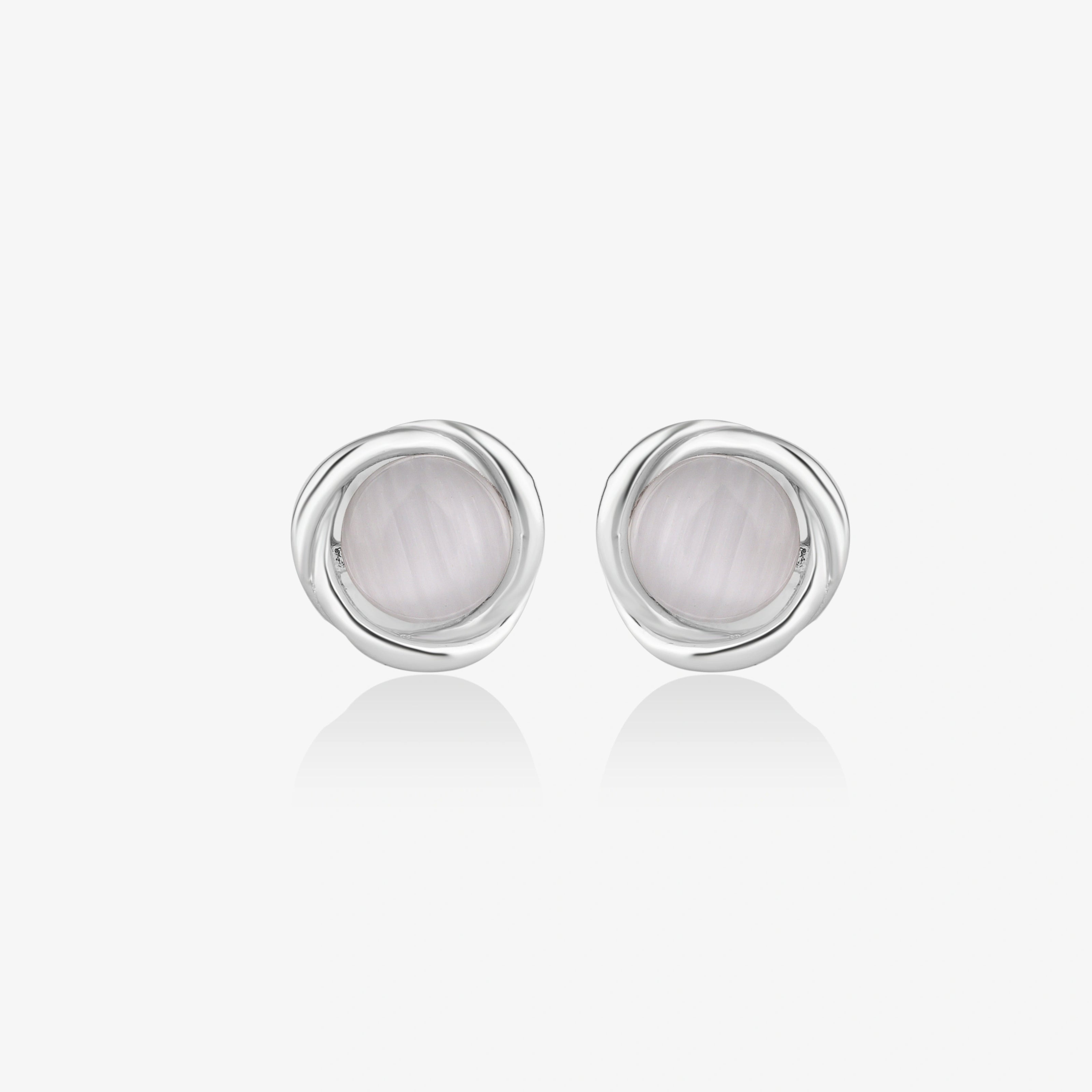Minimal Double Loop Silver Stud Earrings