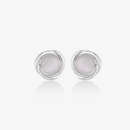 Minimal Double Loop Silver Stud Earrings