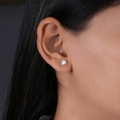 Minimal Double Loop Silver Stud Earrings