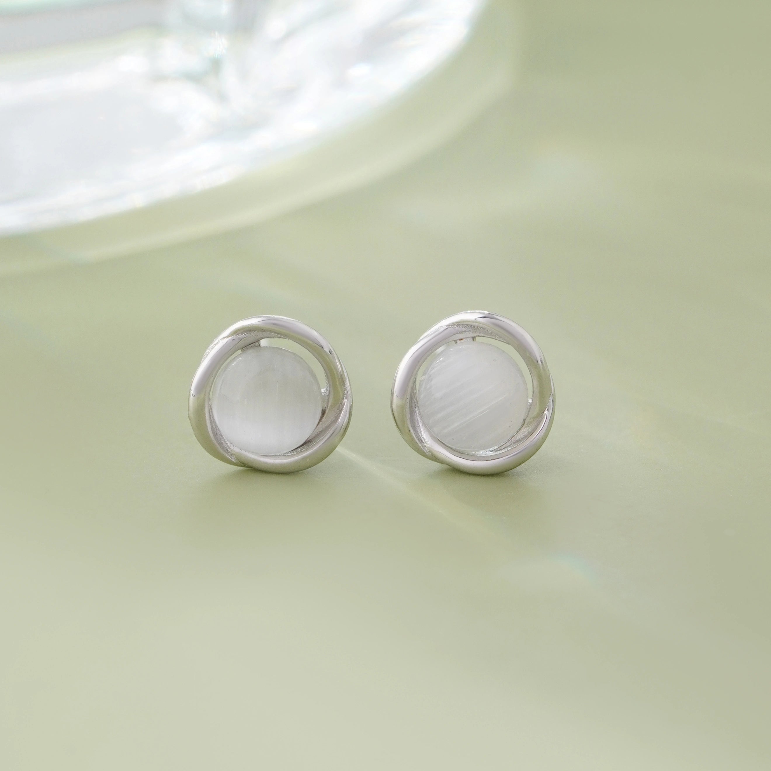 Minimal Double Loop Silver Stud Earrings
