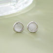 Minimal Double Loop Silver Stud Earrings