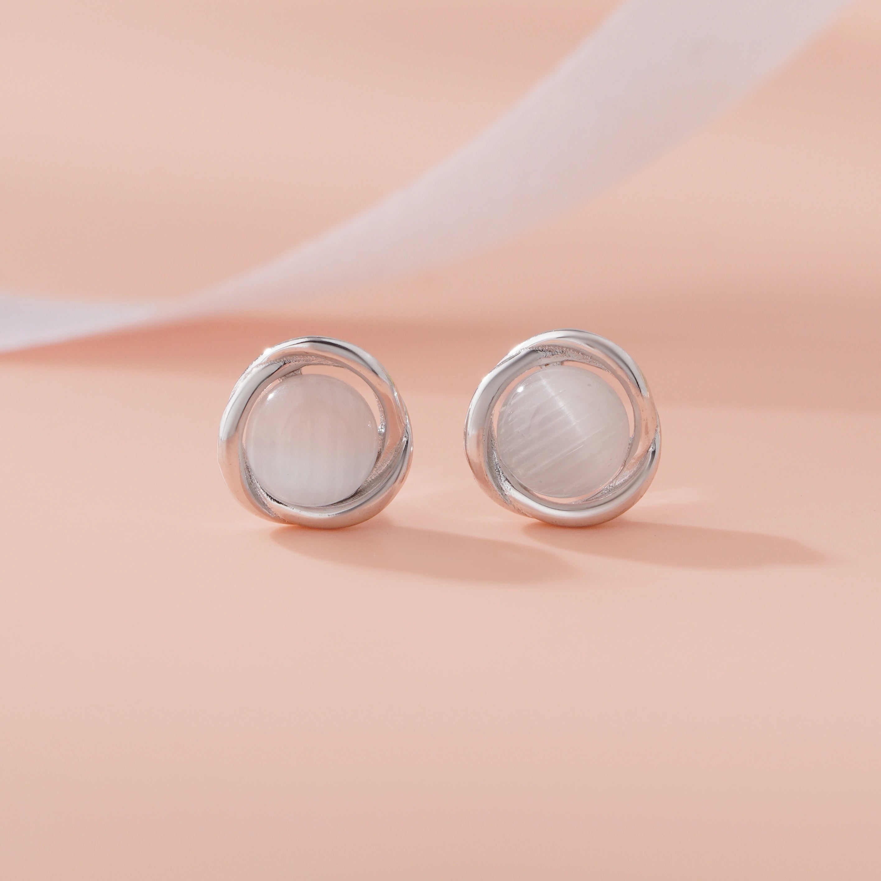 Minimal Double Loop Silver Stud Earrings