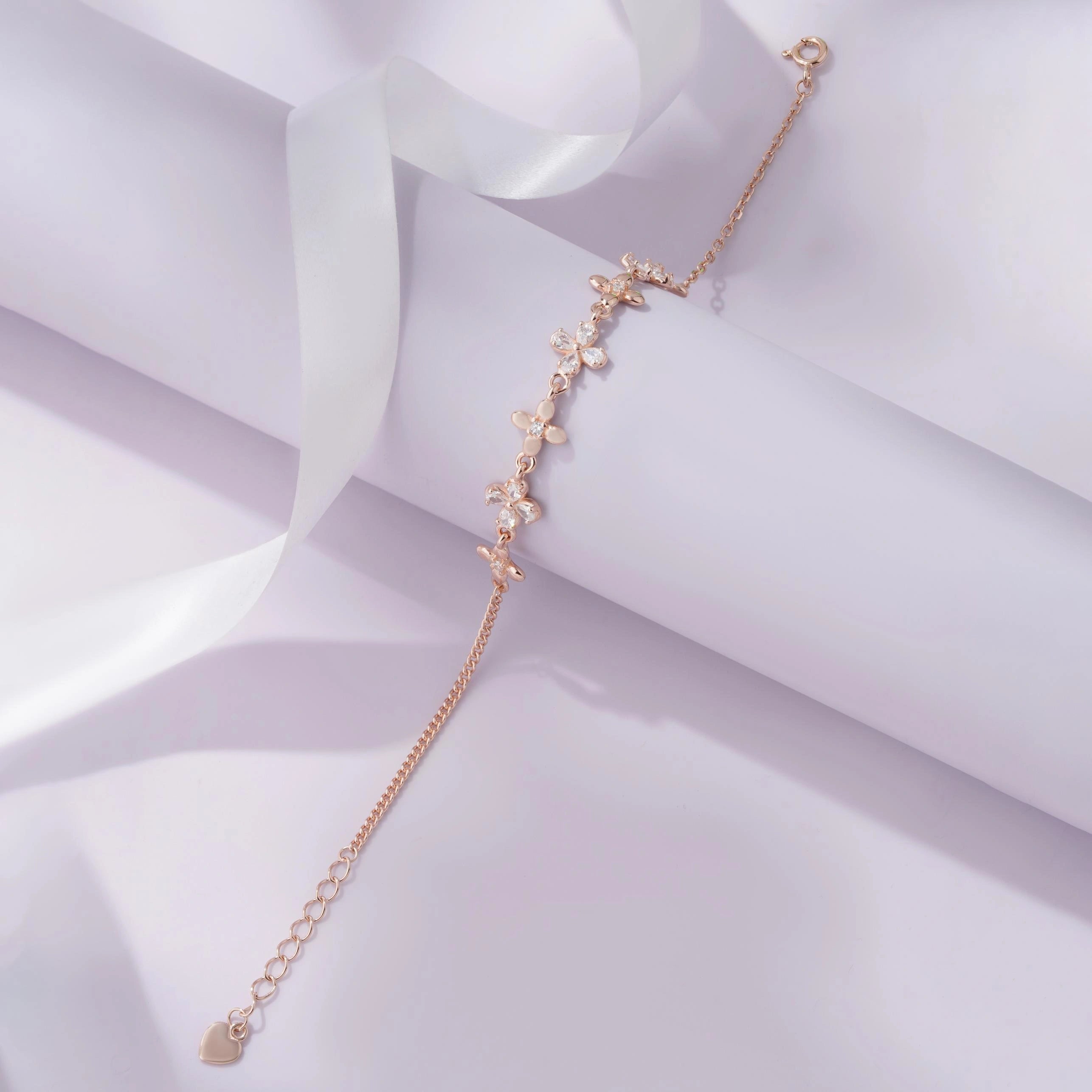 Butterfly Diamond Adjustable Rose Gold Bracelet for Women