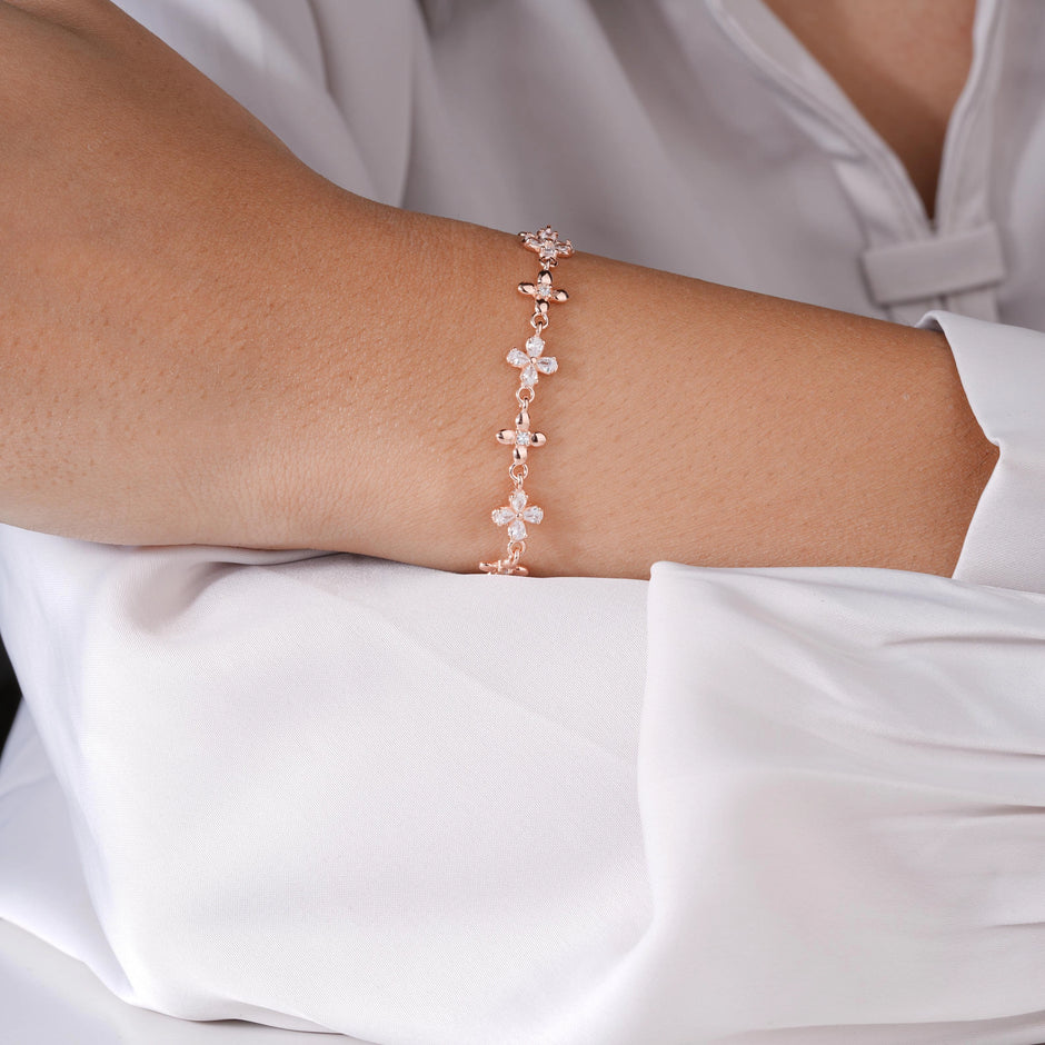 Butterfly Diamond Adjustable Rose Gold Bracelet for Women