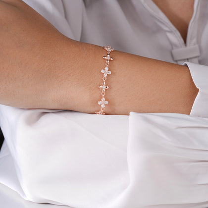 Butterfly Diamond Adjustable Rose Gold Bracelet for Women