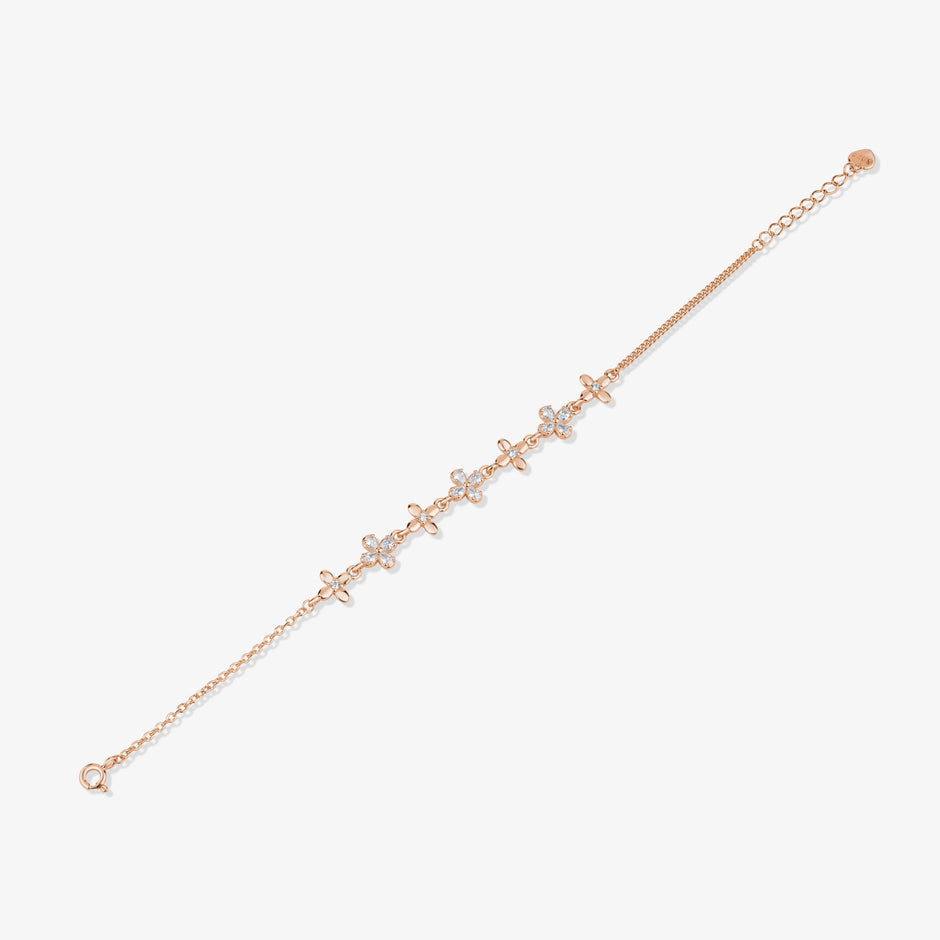 Butterfly Diamond Adjustable Rose Gold Bracelet for Women