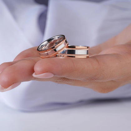 925 Silver Matching Band Rings for Couples – Stylish Rose Gold Promise & Engagement Rings