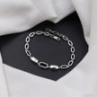 Geometric Link Diamond Adjustable Silver Bracelet for Women