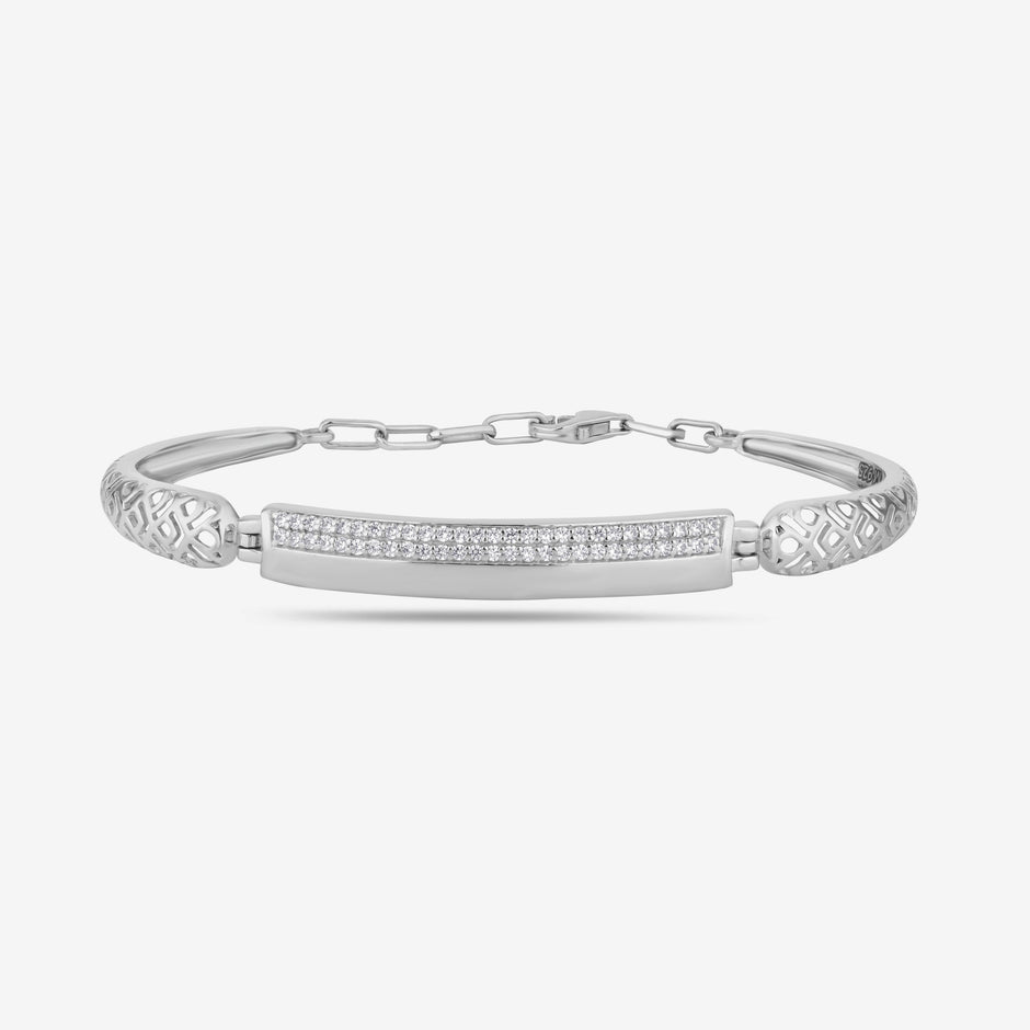 Classic Diamond Bar Silver Bracelet for Women