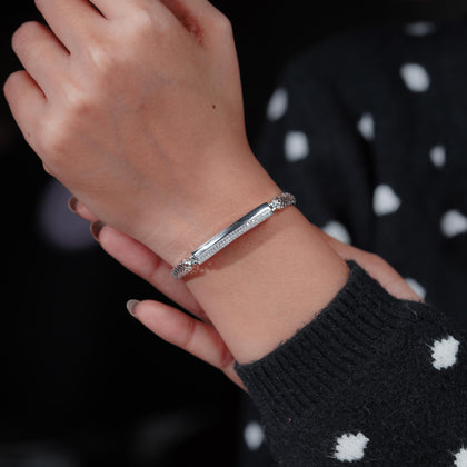Classic Diamond Bar Silver Bracelet for Women