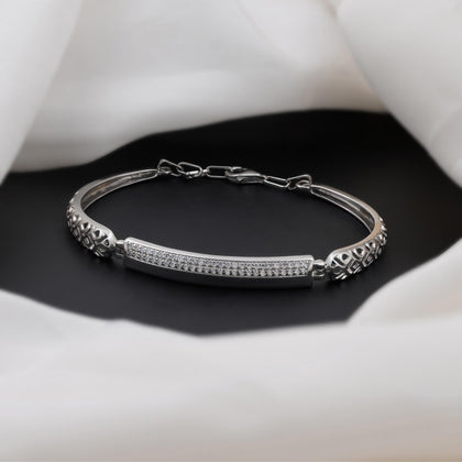 Classic Diamond Bar Silver Bracelet for Women