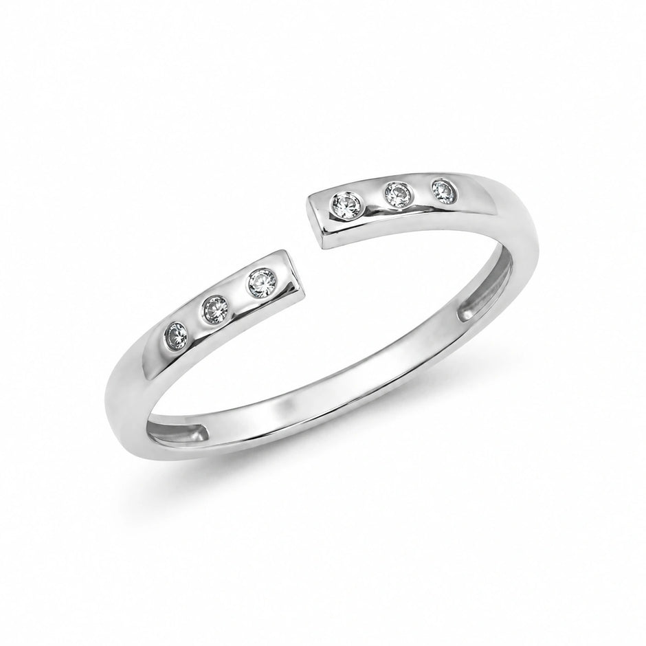 Minimalist Open CZ 925 Sterling Silver Ring for Women