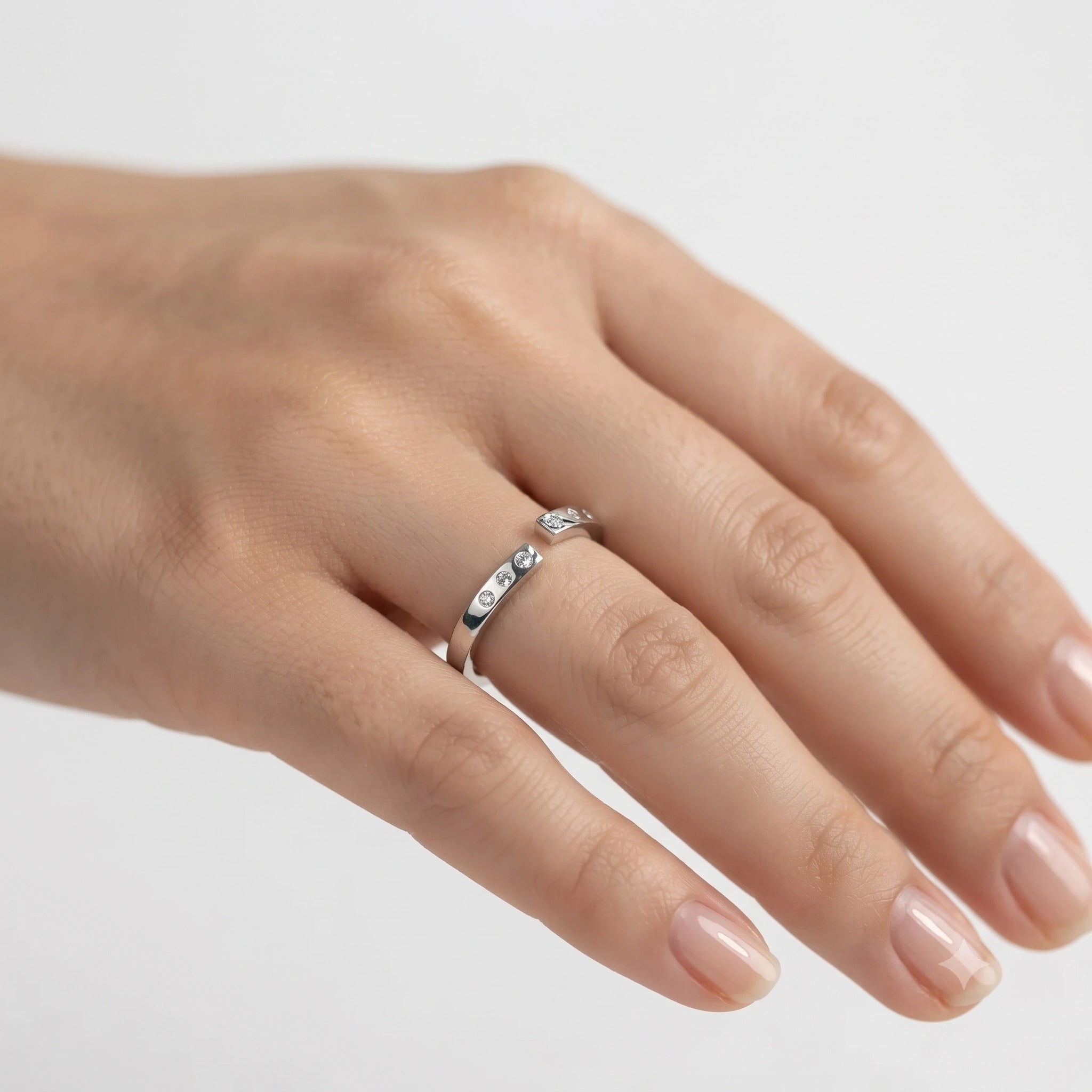 Minimalist Open CZ 925 Sterling Silver Ring for Women
