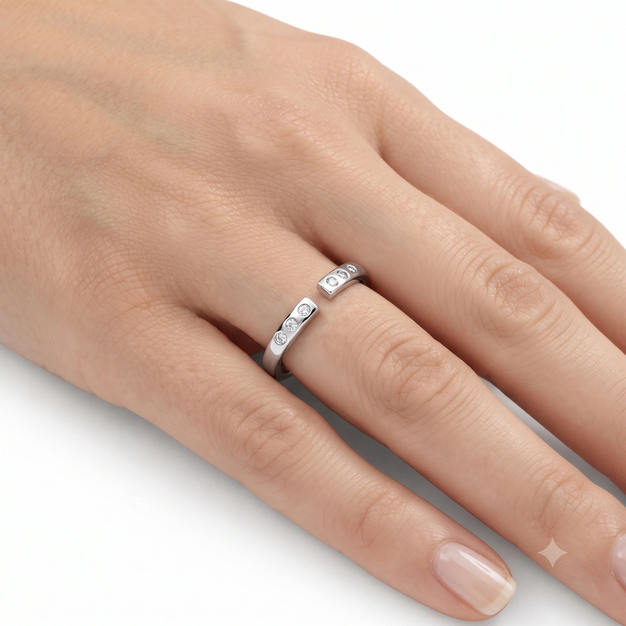 Minimalist Open CZ 925 Sterling Silver Ring for Women