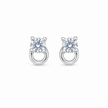 Round Solitaire CZ Diamond Loop 925 Sterling Silver Stud Earrings for Women