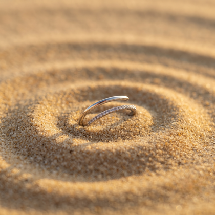 Minimalist Pavé Open Ring in 925 Sterling Silver for Women