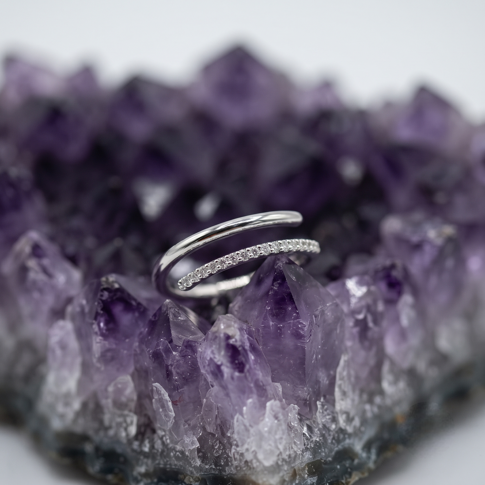Minimalist Pavé Open Ring in 925 Sterling Silver for Women