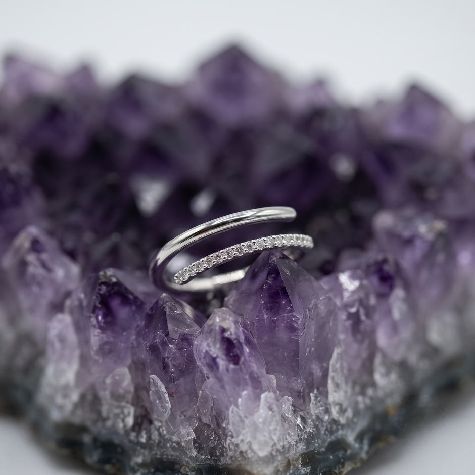 Minimalist Pavé Open Ring in 925 Sterling Silver for Women