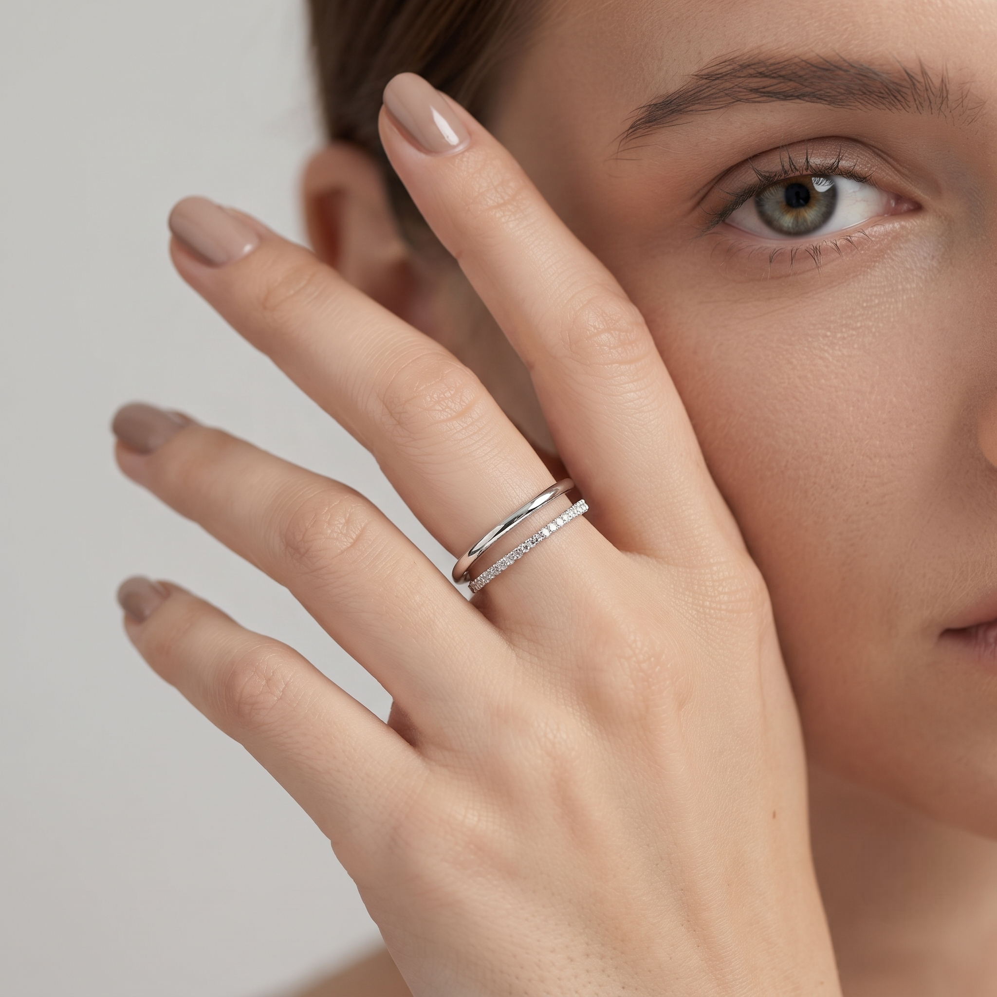 Minimalist Pavé Open Ring in 925 Sterling Silver for Women