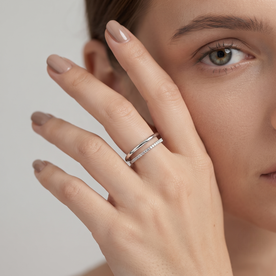 Minimalist Pavé Open Ring in 925 Sterling Silver for Women