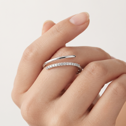 Minimalist Pavé Open Ring in 925 Sterling Silver for Women