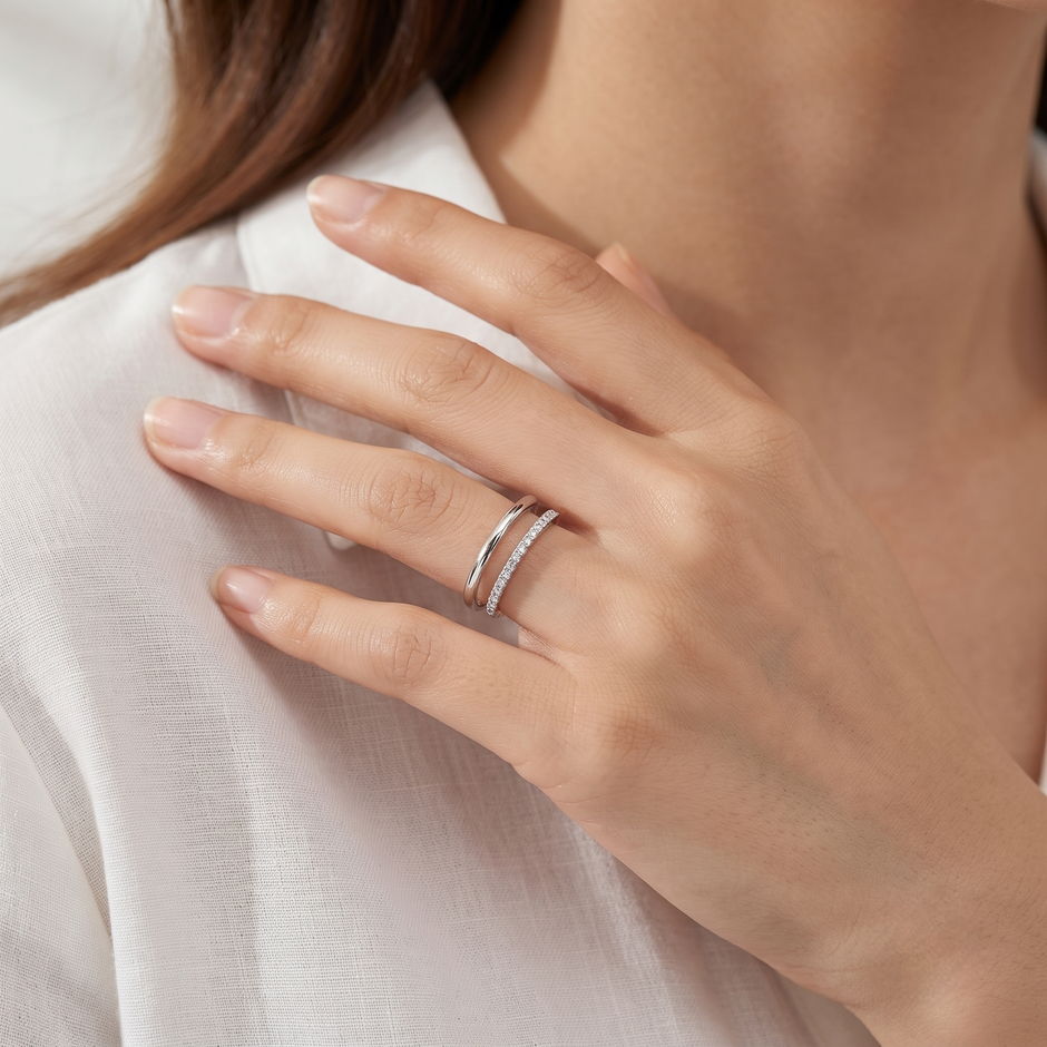 Minimalist Pavé Open Ring in 925 Sterling Silver for Women