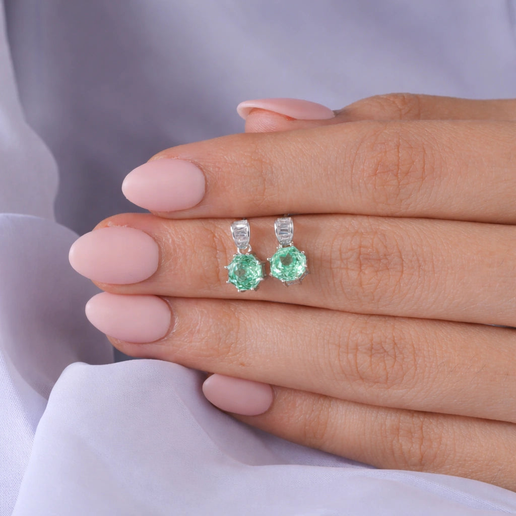 Mint Green Stone Drop Earrings