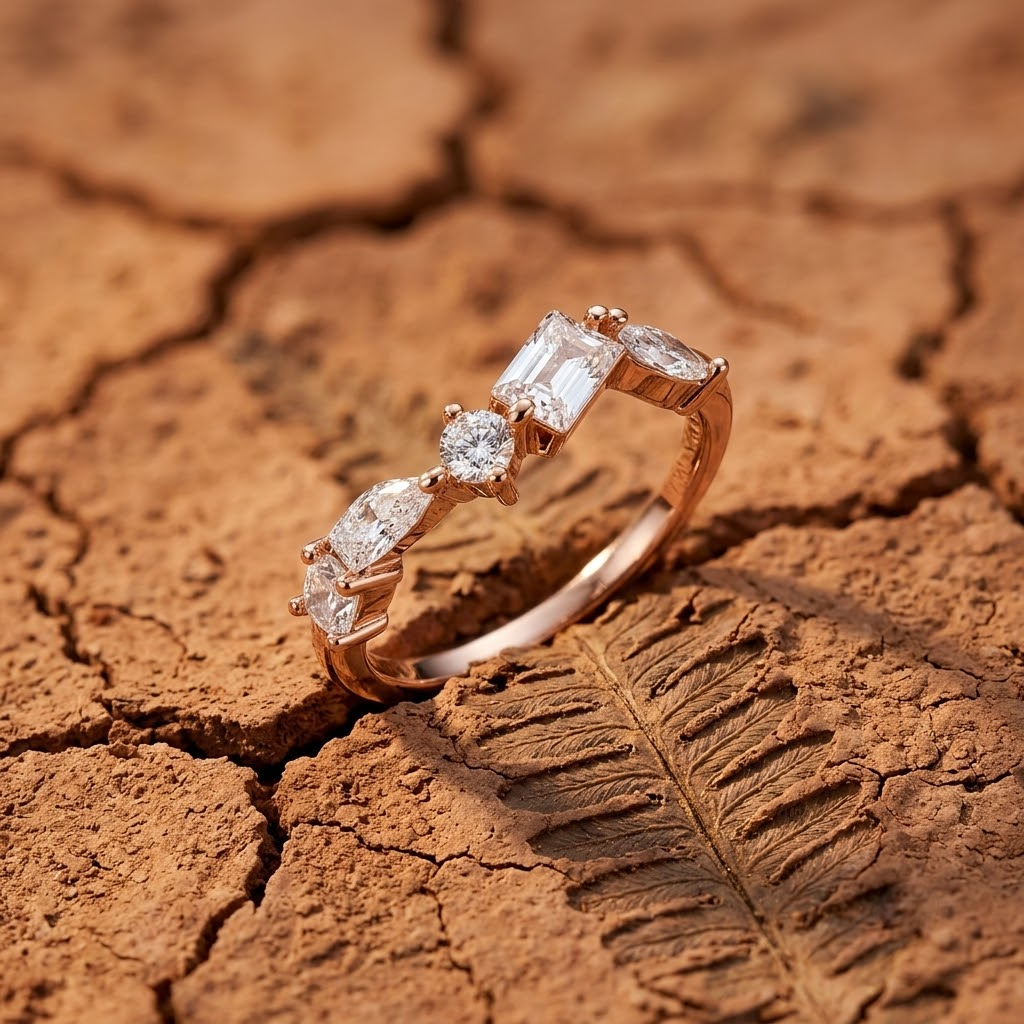 Multi Shape CZ Rose Gold 925 Sterling Silver Ring for Women