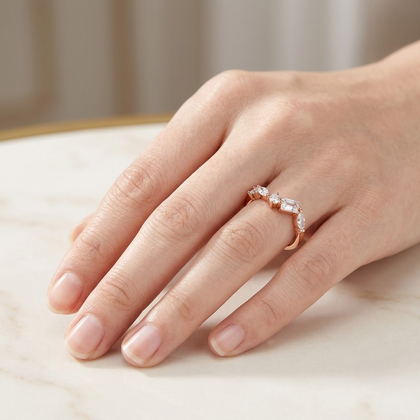 Multi Shape CZ Rose Gold 925 Sterling Silver Ring for Women