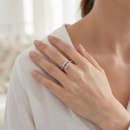925 Sterling Silver Open Baguette CZ Ring