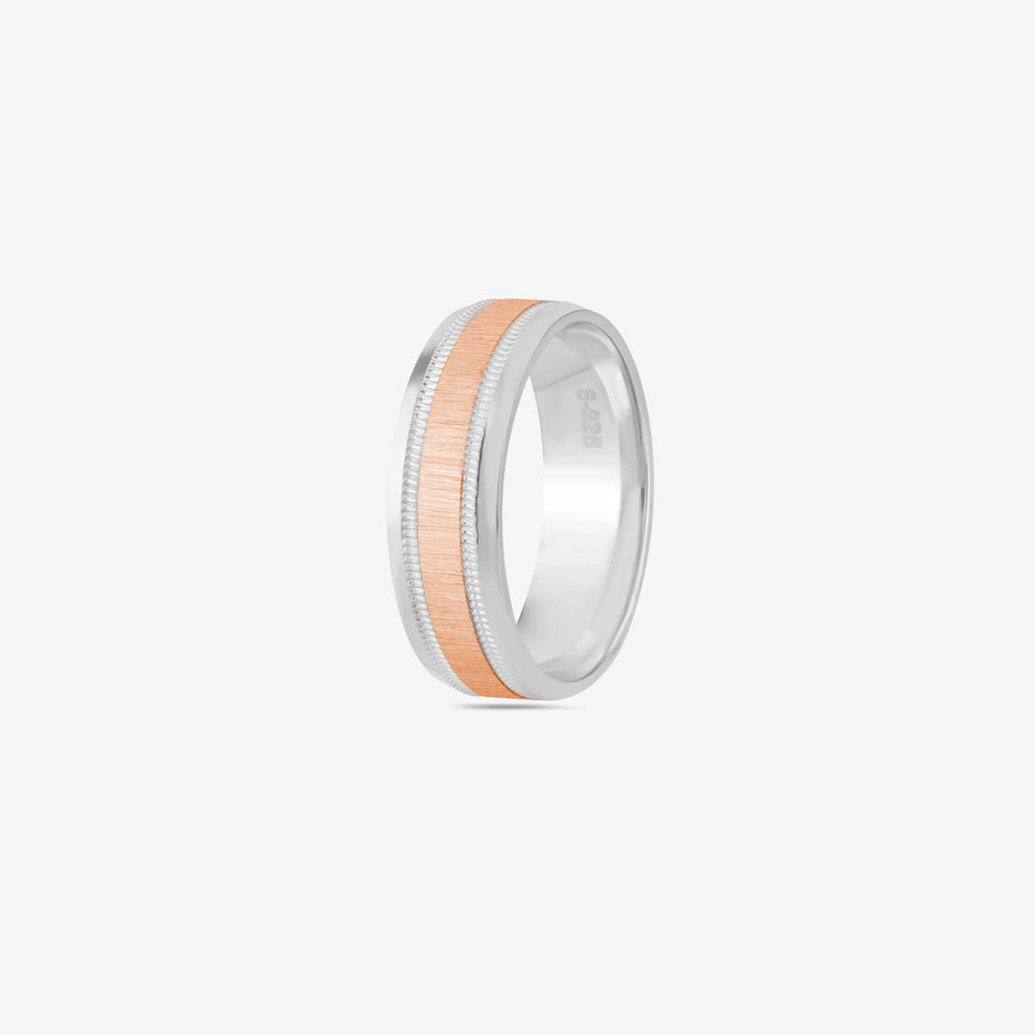Minimalist Dual Tone Couple Band Rings in Silver & Rose Gold – Modern Promise Ring Set