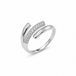 925 Sterling Silver Crossover Pavé CZ Open Wrap Ring