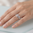 925 Sterling Silver Crossover Pavé CZ Open Wrap Ring