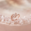 925 Sterling Silver Rose Gold Pavé Crossover Open Ring