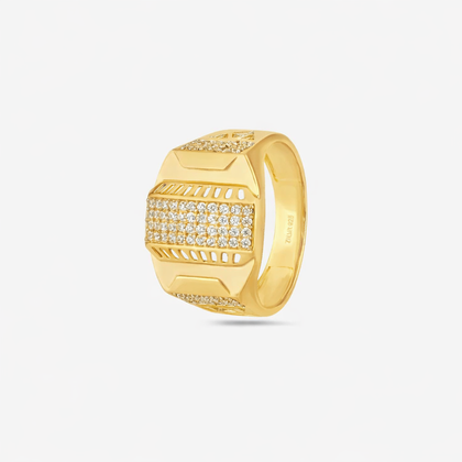Modern CZ Stone Gold Ring – 925 Sterling Silver Gold Ring for Men