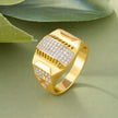 Bold Luxe Diamond CZ Gold Plated 925 Sterling Silver Ring for Men 